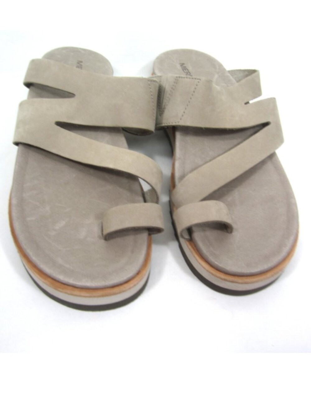Merrell Womens Sz 5 NEW Moon Sandals Toe Ring Leather Beige Tan Taupe Platform - Picture 5 of 10